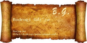 Bodrogi Géza névjegykártya