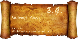 Bodrogi Géza névjegykártya